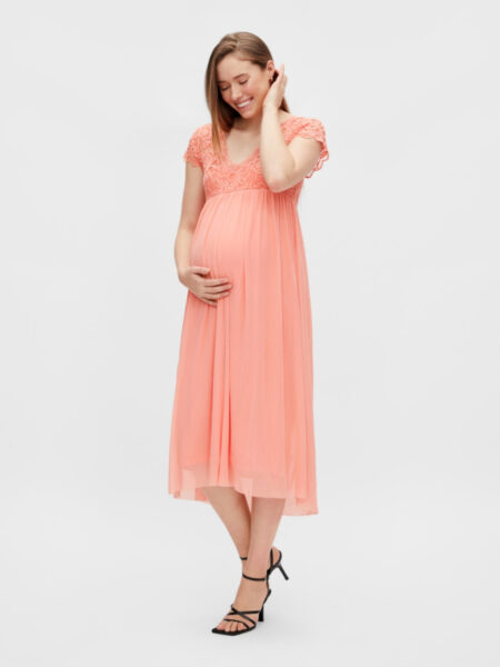 vestido-fiesta-premama-combinado-encaje-tul-coral