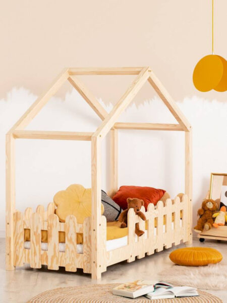 Festnight Cama Infantil Montessori, Estructura de Cama Infantil 90 x 190  cm, Cama Montessori,Cama Infantil,Cama Casita Madera Pino para Niño y Niña