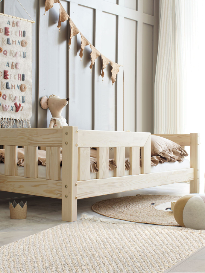 Cama infantil Montessori STUDY - madera maciza - natural - 80 x 160 cm