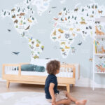 papel-pintado-mural-mapa-animales-mundo