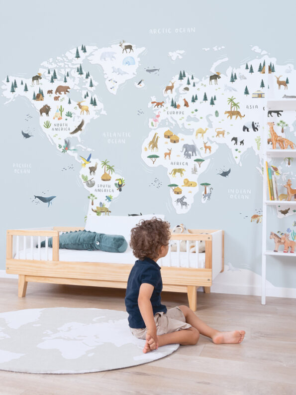 papel-pintado-mural-mapa-animales-mundo