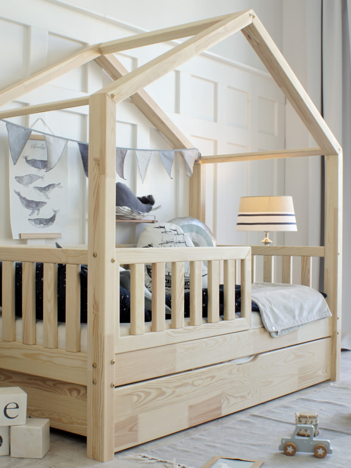 Cama casita B 90x190 : cama para niños - Monlitcabane