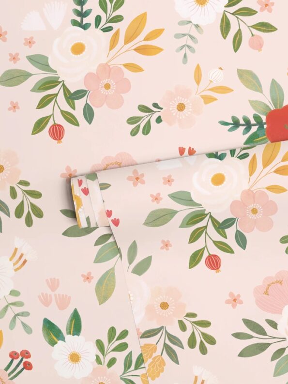 papel-pintado-infantil-alysse-acento-rojo-fondo-rosa-2