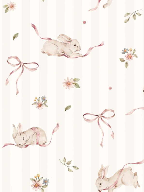 papel-pintado-infantil-rabbits-pink-rayas-rosa