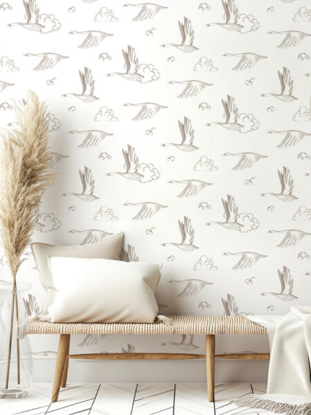 papel-pintado-infantil-gansos-nubes-beige